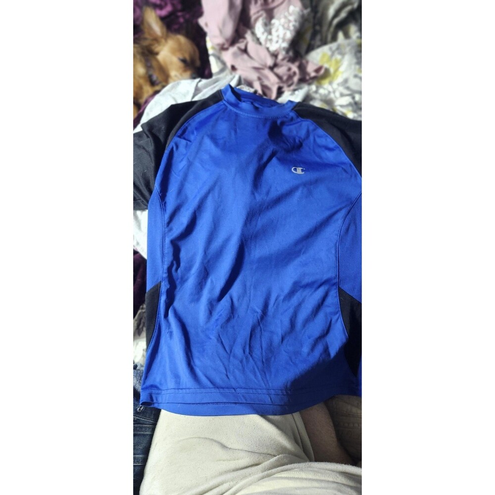 Champion Athletic Shirt • Blue & Black • Moisture-Wicking Tee • youth size m